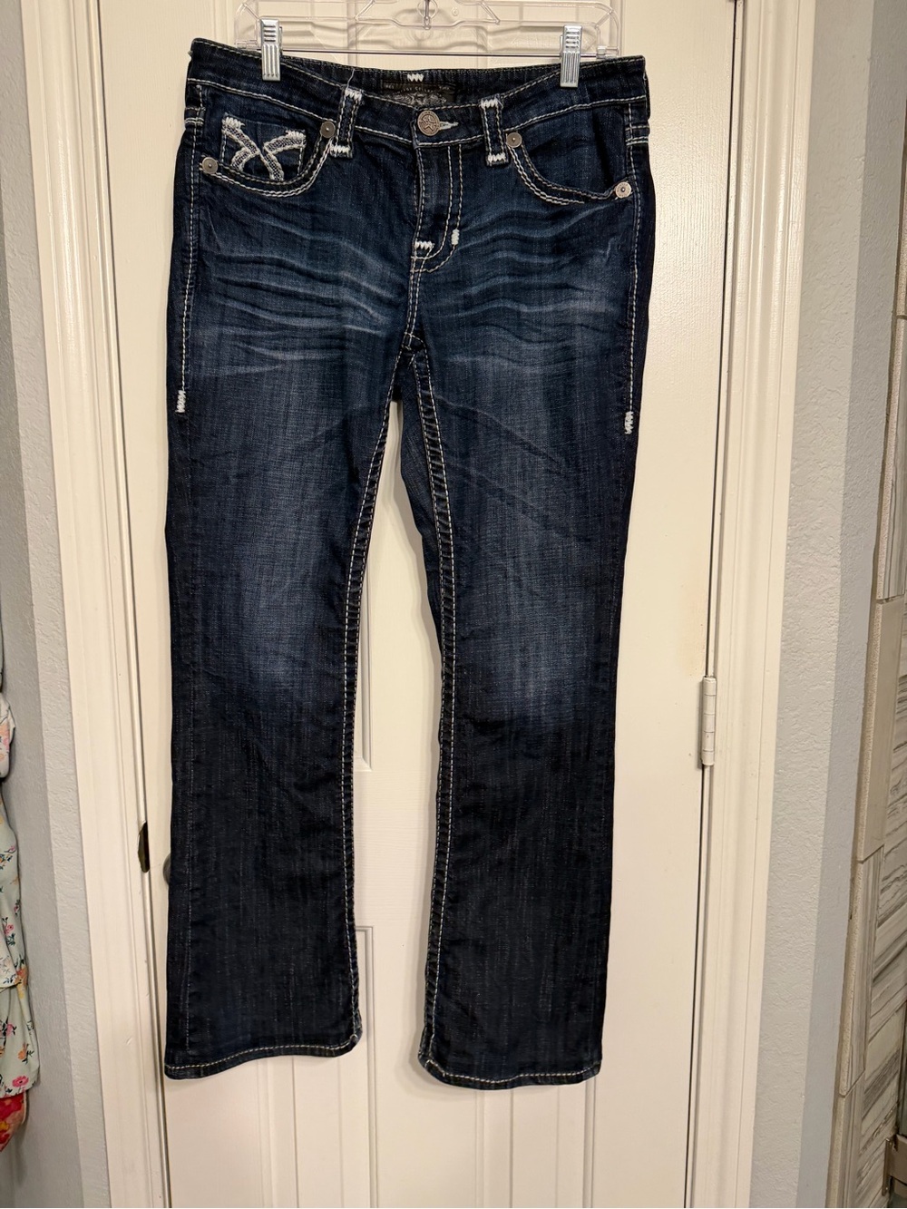 Big Star Dark Blue Maddie Boot Cut Jeans with Contrast Stitching